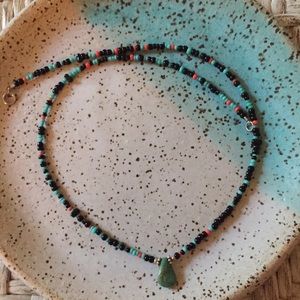 Seed bead necklace with turquoise